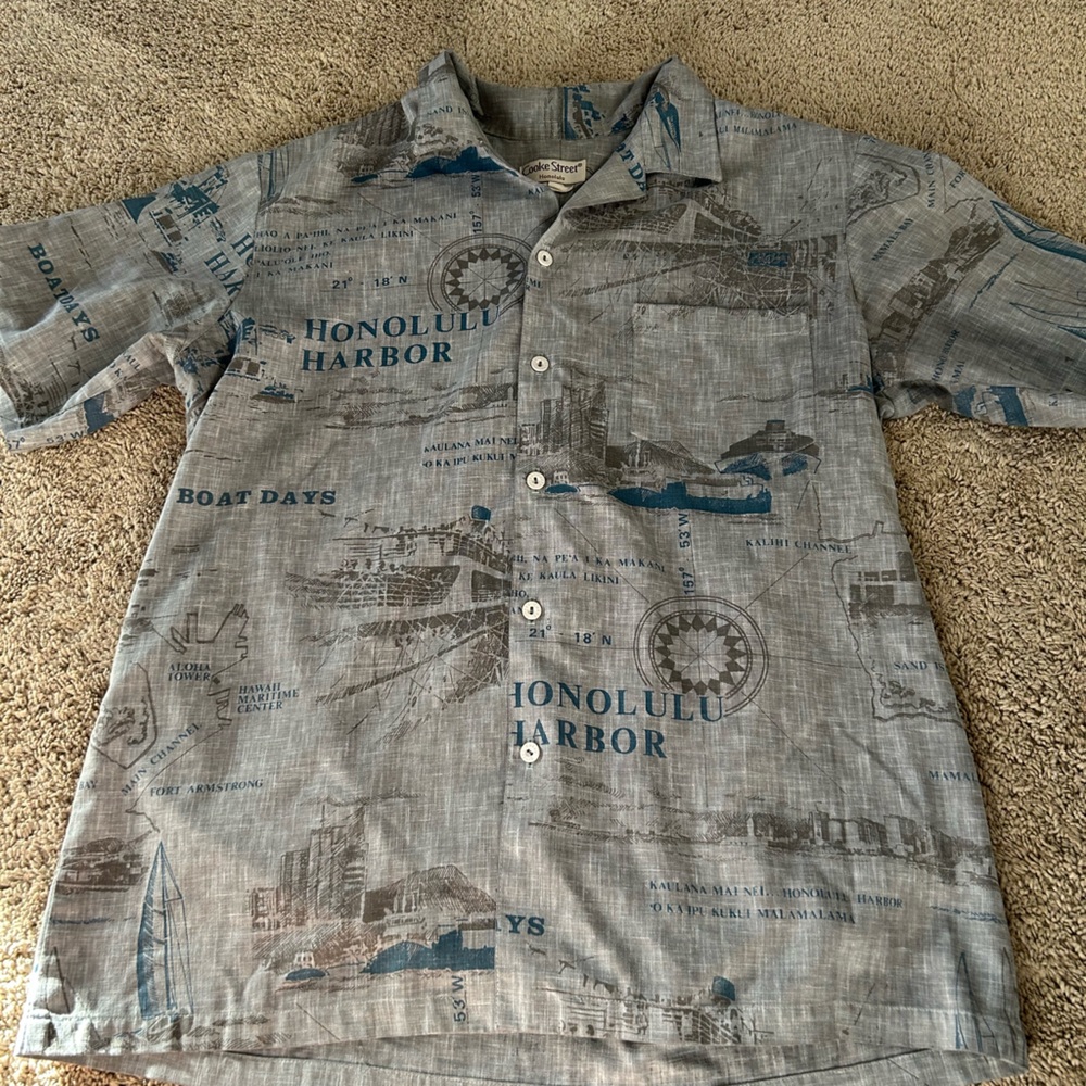 Mens Cooke Street Vintage Aloha Shirt - Honolulu Harbor